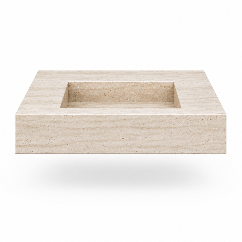Single Vanity travertine basin